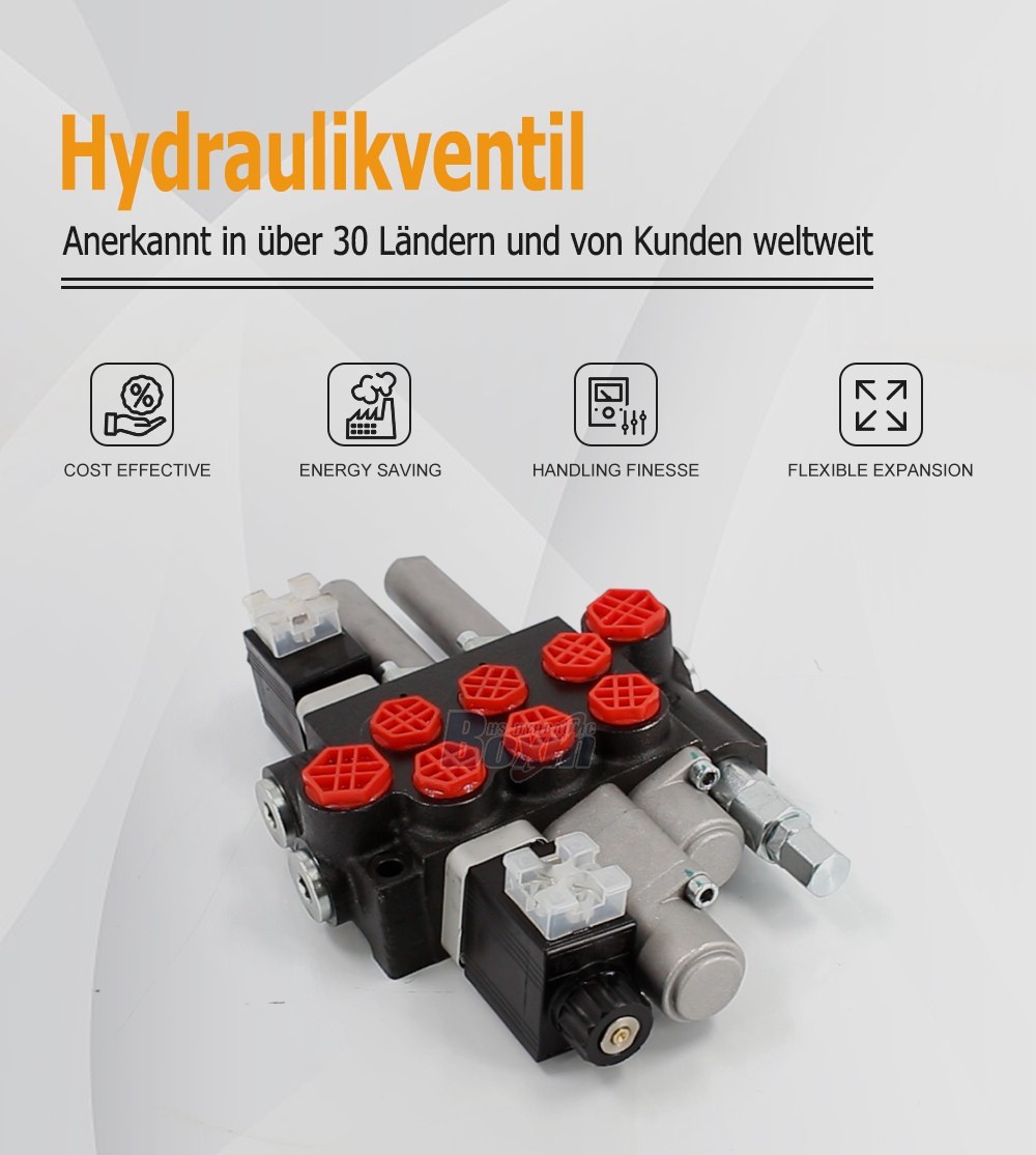 P40-BOT-BQTW1-DCOT Solenoid and Cable 3 Spool Monoblock Valve